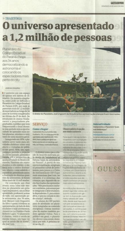 Gazeta do Povo - 06/05/2012 - Matéria sobre o Planetário