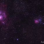 Nebulosas da Lagoa (M8) e da Trífida (M20)